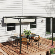 3 x 3m Outdoor Pergola with Retractable Canopy Cream White by Outsunny