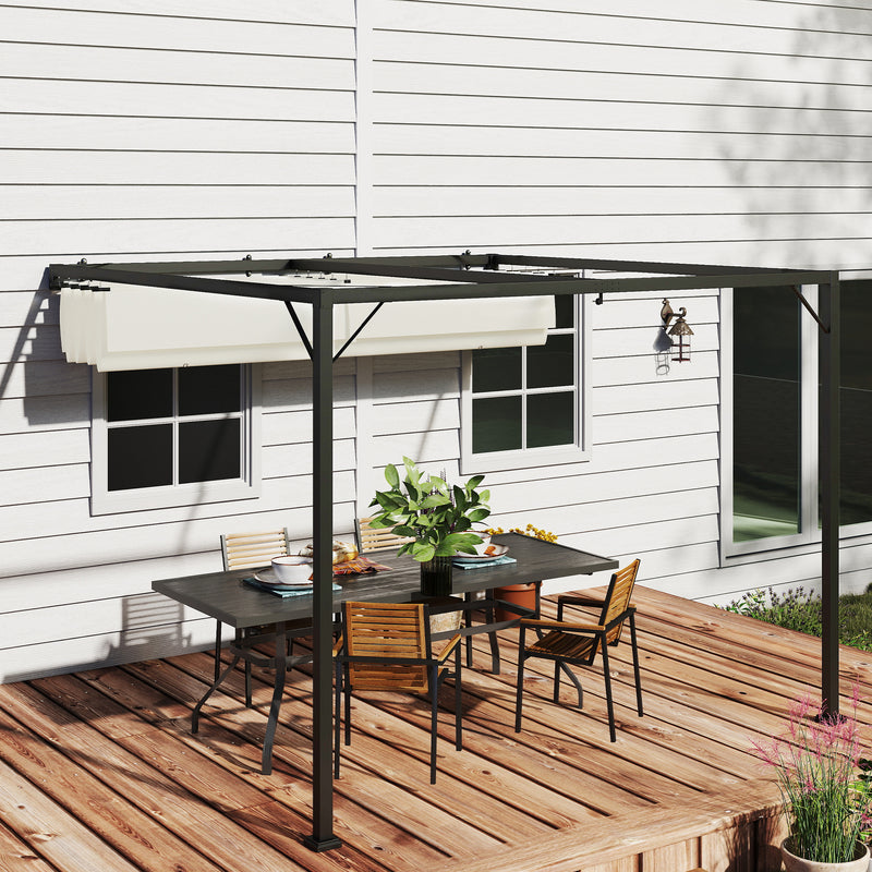 3 x 3m Outdoor Pergola with Retractable Canopy Cream White by Outsunny