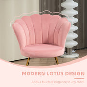 Pink Velvet Feel Lotus Petal Accent Chair With Gold Legs Elegant Design by HOMCOM