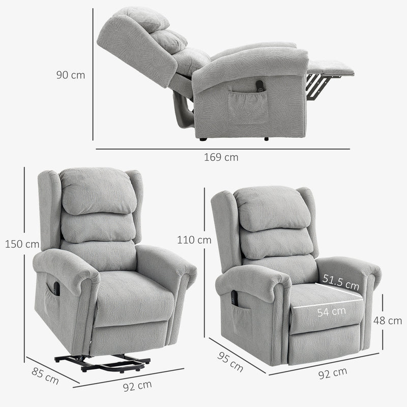 Electric Recliner Chair With Power Lift And Remote For Elderly Comfort And Support Grey