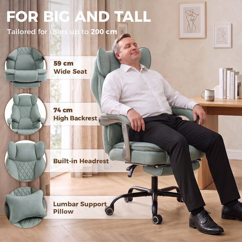 Office Chair for Big and Tall Adults with High Back Support and Footrest Light Blue
