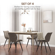 Set of 4 Racing Style Dining Chairs with Ergonomic Back and Steel Legs for Home Brown AOSOM