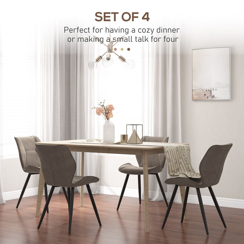Set of 4 Racing Style Dining Chairs with Ergonomic Back and Steel Legs for Home Brown AOSOM