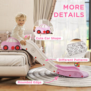 Extended Kids Slide for Bed or Sofa Easy Assembly and Storage for Indoor Play, Pink