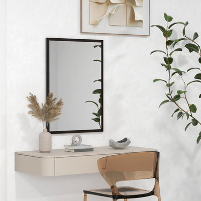 Wall Mounted Bathroom Mirror 70 x 50 cm With Stylish Frame For Hallway Or Bedroom Black