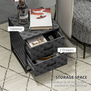 Set of 2 Grey Bedside Tables with 2 Drawers and Steel Legs for Bedroom or Living Room by HOMCOM