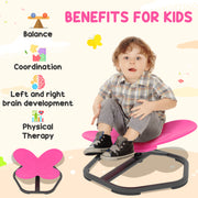 Kids Butterfly Swivel Chair for Spinning Balance and Coordination Training Pink AOSOM