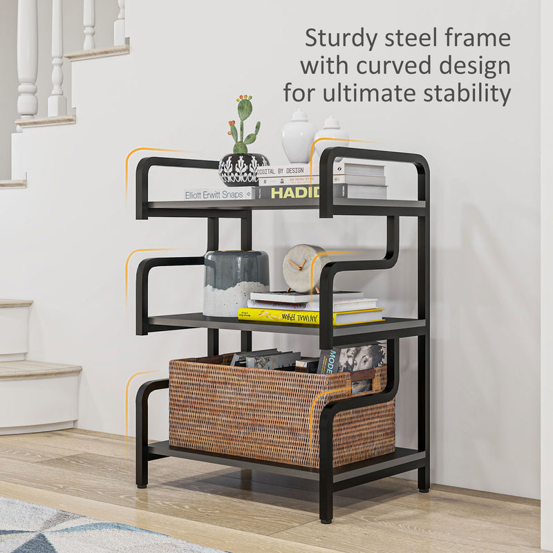 3 Tier Printer Stand With Shelves For Home Office Organisation And Storage, Black