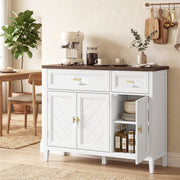 Hallway Sideboard with Adjustable Shelves and Drawers for Organised Storage White Brown Homcom