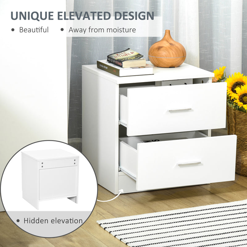 Modern 2 Drawer Bedside Table with Storage for Bedroom or Living Room Organisation