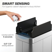 Sensor Kitchen Bin 55L Hands Free with Slim Space Saving Design Silver Tone Homcom
