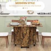 Rustic Brown 6 Seater Drop Leaf Dining Table With Storage by HOMCOM