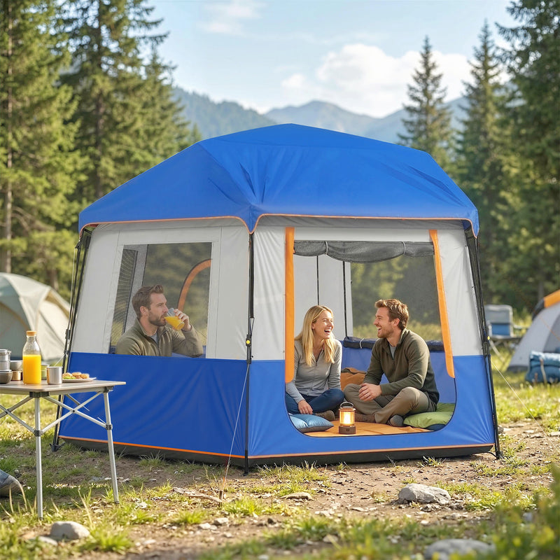 Family Tent for 6 With Quick Setup and Weather Protection for Garden or Beach Blue