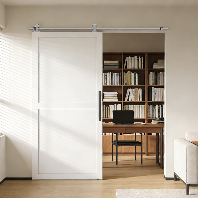 Sliding Door Hardware Kit for Quiet Wood Doors with Rustproof Stainless Steel Track Silver AOSOM