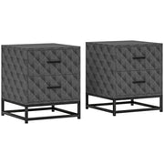 Set of 2 Grey Bedside Tables with 2 Drawers and Steel Legs for Bedroom or Living Room by HOMCOM