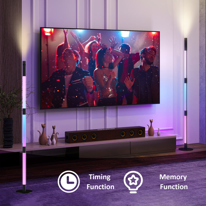 LED Floor Lamp with RGB, Remote Control and Music Sync for Living Room and Gaming by HOMCOM