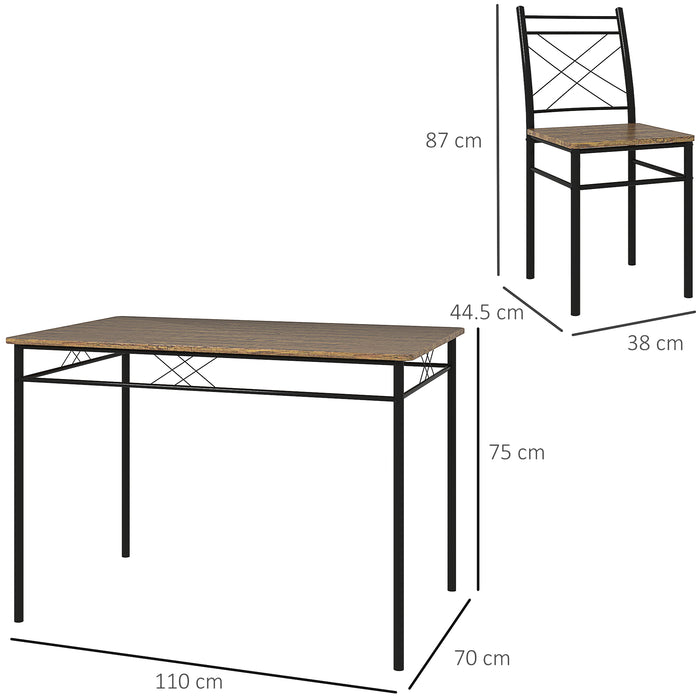 Modern 5 Piece Dining Table Set for 4 Space Saving Oak Kitchen Table with Steel Frame by HOMCOM