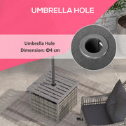 Outsunny Outdoor Rattan Wicker Coffee Table w/ Umbrella Hole Suitable for Garden Garden AOSOM