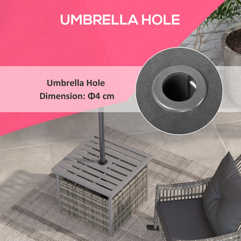 Outsunny Outdoor Rattan Wicker Coffee Table w/ Umbrella Hole Suitable for Garden Garden AOSOM