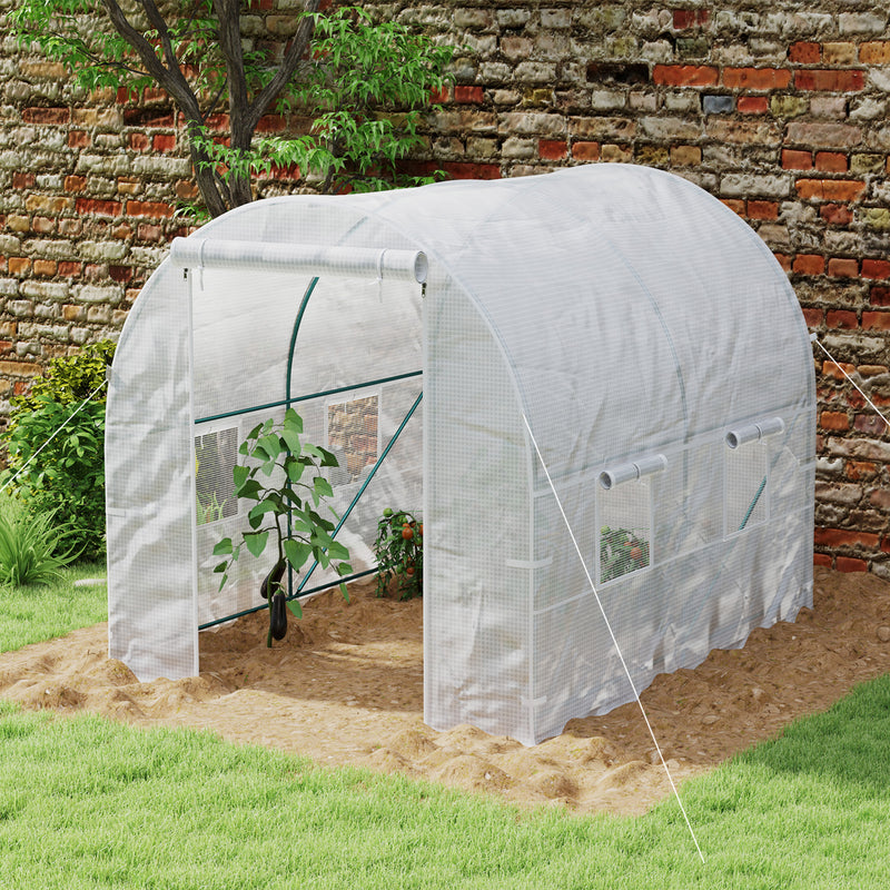 White Polytunnel Greenhouse 245 x 200 cm for Garden Plant Growth by Outsunny