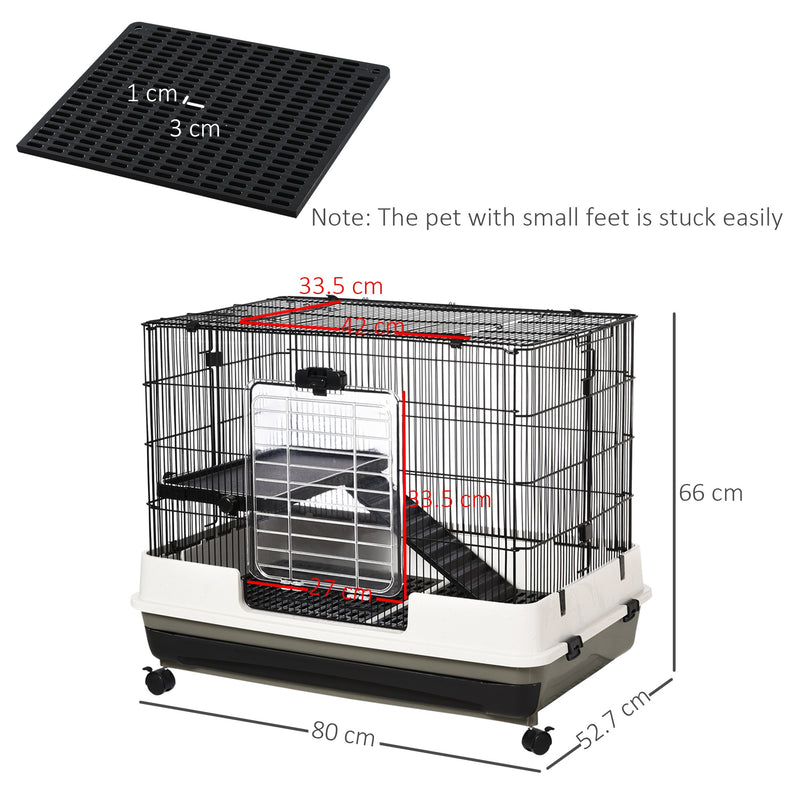 Small Animal Hutch with Waste Tray for Guinea Pigs and Rabbits Steel Wire Cage Black AOSOM