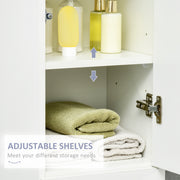 Tall Bathroom Storage Cabinet with Drawer and Adjustable Shelves Freestanding White