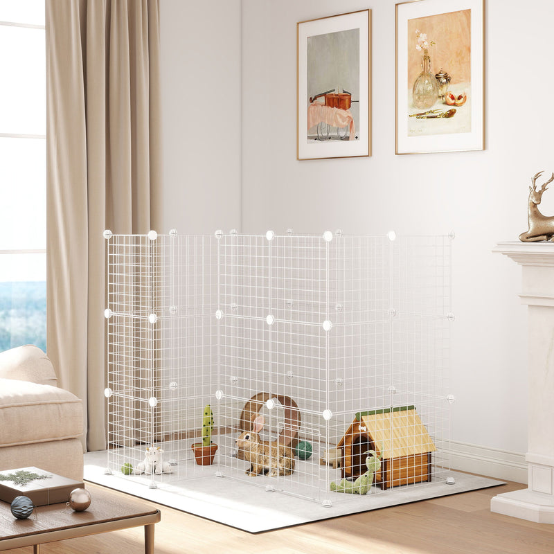 36 Panel Pet Playpen Metal Wire Fence for Small Animals Indoor and Outdoor Use White