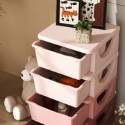 Pink Four Tier Kids Storage Unit With Removable Plastic Drawers For Bedroom Organisation