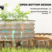 Set of 2 Metal Raised Garden Beds With Safety Edging For Vegetables and Flowers Cream White AOSOM