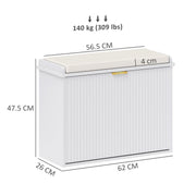 White Shoe Storage Bench with Padded Seat and Six Compartments by HOMCOM