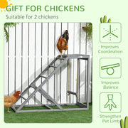 Wooden Chicken Toy Coop With Swing Ladder and Platform for Small Pets Grey