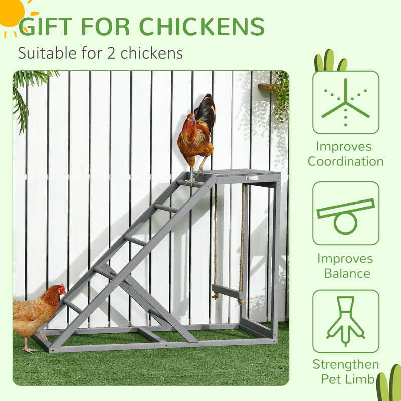 Wooden Chicken Toy Coop With Swing Ladder and Platform for Small Pets Grey