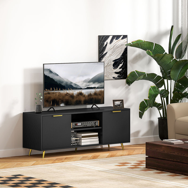 Black TV Stand Cabinet for TVs up to 55 Inch with Storage Shelves and Cable Management by HOMCOM