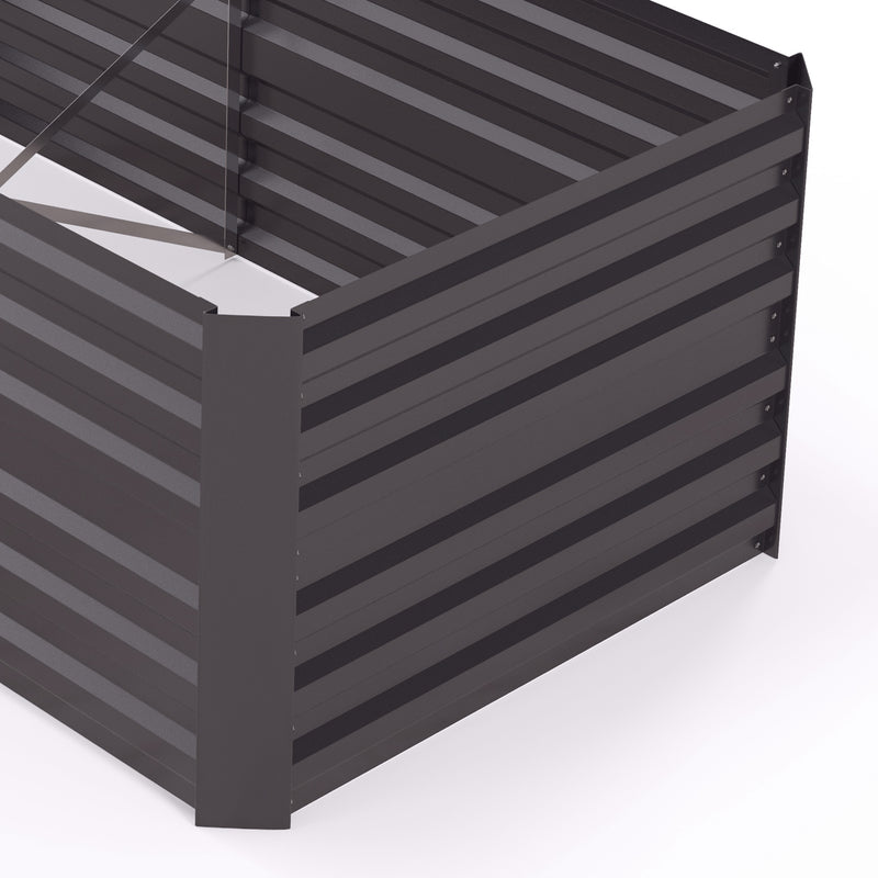 Dark Grey Galvanised Steel Raised Garden Bed With Reinforced Frame For Outdoor Planting