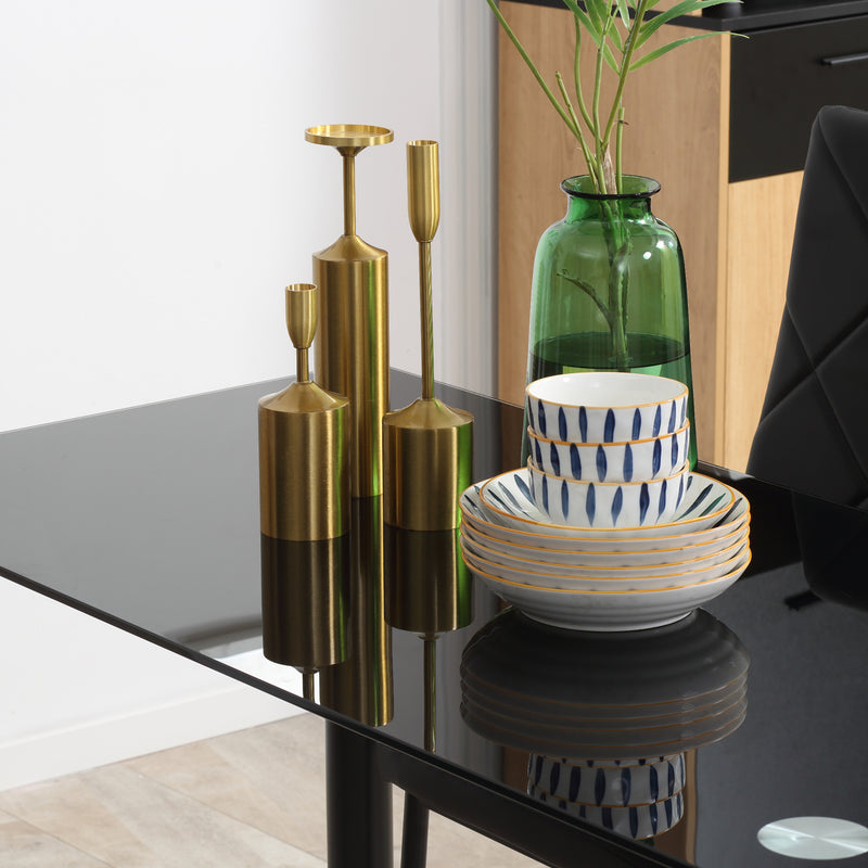 Space Saving 5 Piece Dining Table Set for 4 with Steel Frame Ideal for Small Kitchens Black