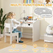 Kids Study Table and Chair Set with Storage and Pull-Out Drawer Grey by AIYAPLAY