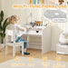 Kids Study Table and Chair Set with Storage and Pull-Out Drawer Grey by AIYAPLAY