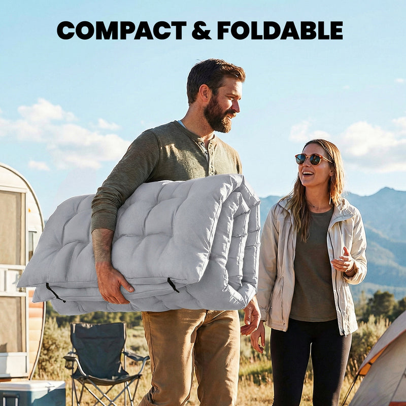 Camping Mat with Thick Foam for Warm Comfortable Sleep Outdoors Light Grey