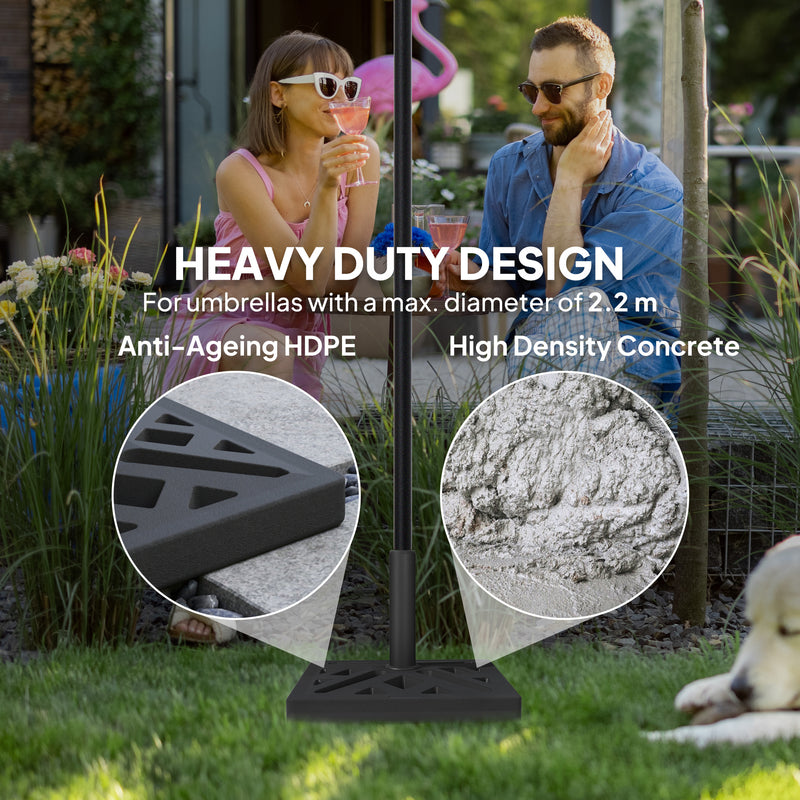 Black 15kg HDPE Garden Parasol Base with Cut-Out Design for Deck and Poolside by Outsunny