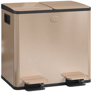 Gold 30L Double Kitchen Recycling Bin with Deodorisers for Waste Separation, Stainless Steel