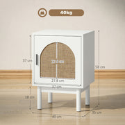 Rattan Bedside Table with Storage Shelf Ideal for Bedroom or Living Room, White