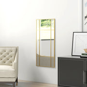 Decorative Grid Wall Mirror With Hanging Hooks Ideal for Hallway or Living Room Gold Tone