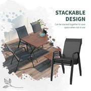 Grey Set of 4 Stackable Rattan Garden Chairs for Easy Storage
