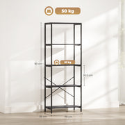5 Tier Industrial Style Bookcase With Sturdy Metal Frame For Home Office Storage Dark Grey Black AOSOM
