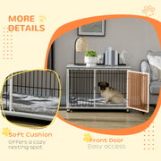 Indoor Dog Crate with Cushion and Lockable Doors Doubles as Side Table for Small Dogs Grey