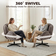 Swivel Accent Chair with Wingback Support for Bedroom or Living Room Comfort Grey AOSOM