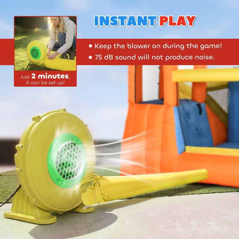 Bouncy Castle with Double Slides and Water Cannons for Active Garden Play Multicolour AOSOM