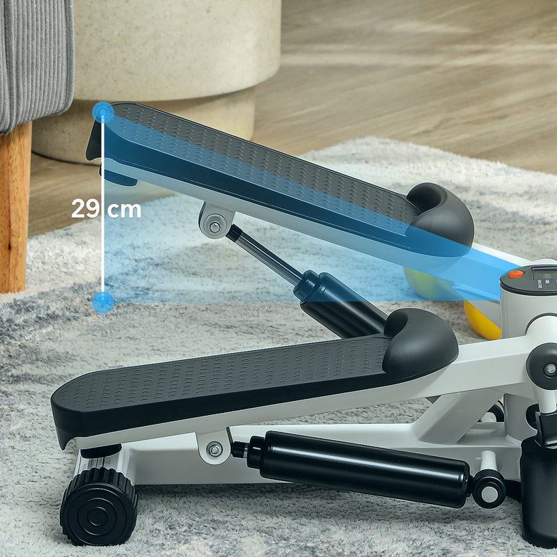 Mini Stepper Exercise Machine with LCD Display and Non Slip Pedals in White by Outsunny AOSOM