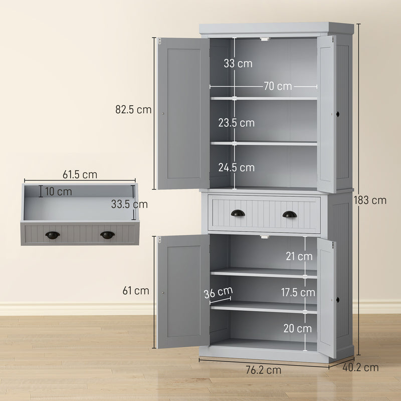Tall Kitchen Storage Cabinet With Adjustable Shelves And Drawers