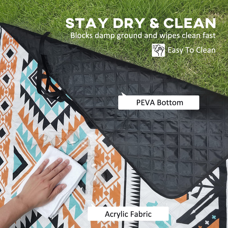 Camping Mat for 4 People Waterproof and Padded for Picnics and Outdoor Use Colourful AOSOM
